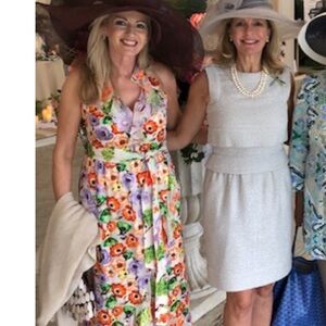 Alice + Olivia Floral Halter Dress - Shorter Front Wrap Ruffle with Tulle Trim